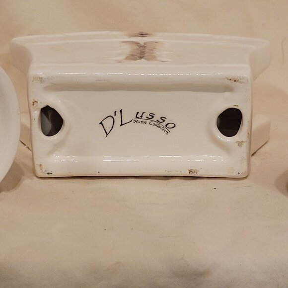 Ceramic Embossed Ivory & Brown AccentD’Lusso Salt & Pepper Shaker, Napkin Holder - Picture 7 of 10